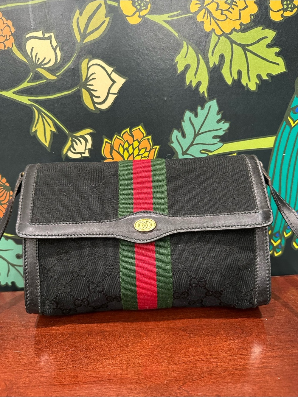 Vintage Gucci Black GG Monogram Sherry Line Crossbody Accessory Collection - Picture 3 of 13